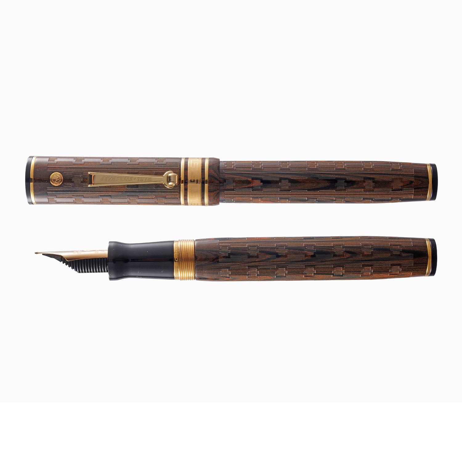 Wahl Eversharp Decoband Ebonite Red GT Fountain pen - Vulpen